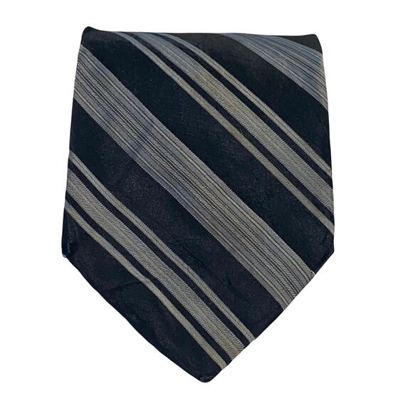 Vtg DKNY Necktie Black Gray 100 Silk USA Made 63 x 3 Traditional Preppy Sporty - Picture 1 of 7
